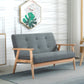 45" 2 Seat Sofa, Upholstered Two Seater Couch with Rubber Wood Legs for Bedroom, Living Room, Dark Grey