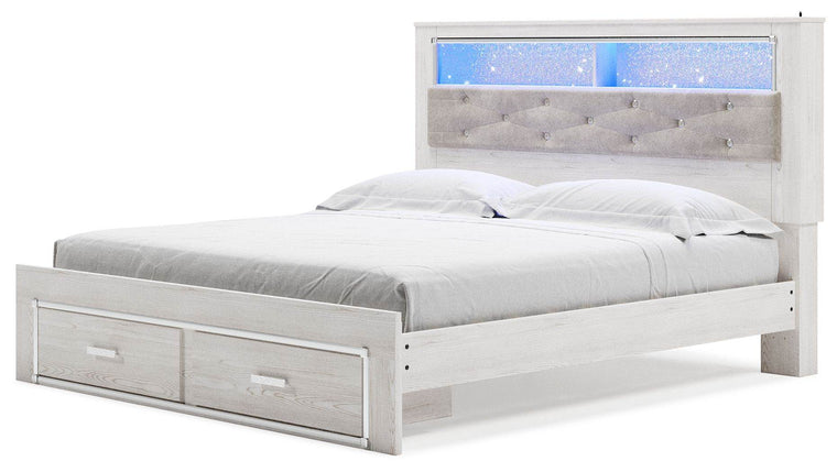 Altyra - White - King Upholstered Bookcase Bed With Storage - Forward Furniture