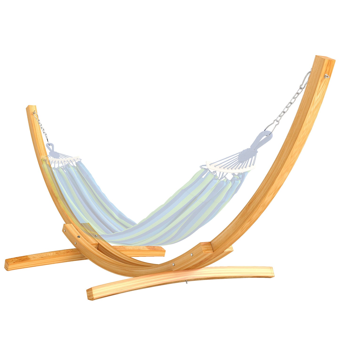 11' Wooden Hammock Stand Universal Garden Picnic Camp Accessories, Curved Arc Design Stand, 264lbs Capacity