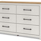 Linnocreek - White / Warm Brown - Six Drawer Dresser