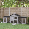Large Rabbit Hutch Wood Bunny Cage Outdoor Guinea Pig House with Double Runs Slide Out Tray Ramps