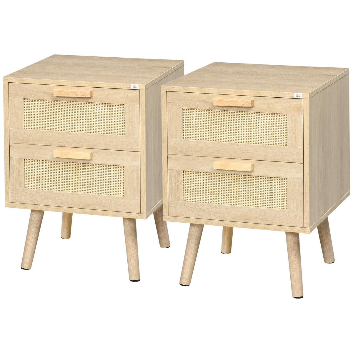 Boho Nightstand Set of 2 with 2 Drawers