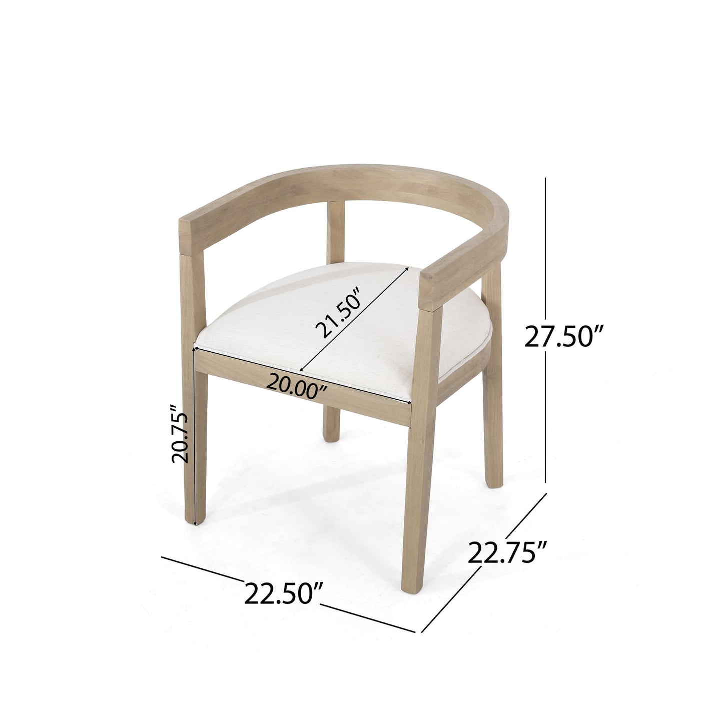 Set of 2 Contemporary Dining Arm Chairs with Rubberwood Frame, Chair Set Perfect for Dining Room, 22.5'' L x 22.5'' W x 27.5'' H, Beige