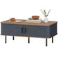 Side Table with Fluted Tambour Doors and Storage - Black