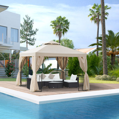 10' x 10' Cream White Gazebo with Double-Tier Roof