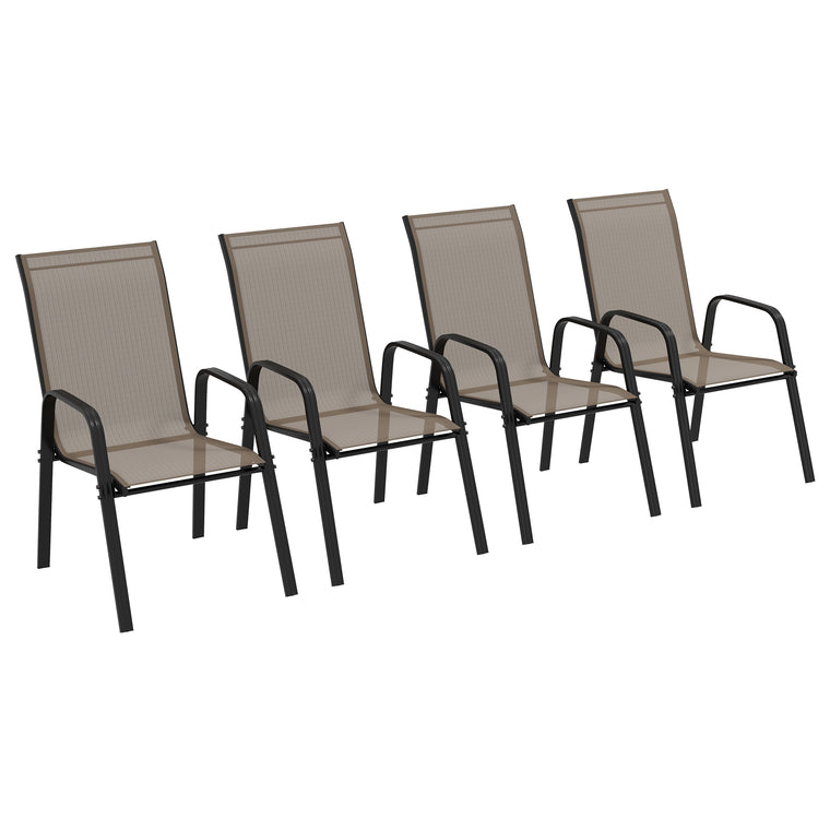 Heavy-Duty Stackable Dining Chairs with Armrests, Set of 4