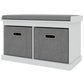 Cushioned Shoe Storage Bench with 2 Fabric Drawers - White