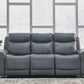 Mindanao - Steel - Pwr Reclining Sofa With Adj Headrest - Leather Match