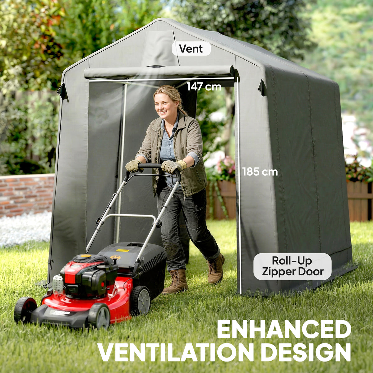 7.5' x 6.2' Portable Bike Tent with Roll-Up Zipper Door