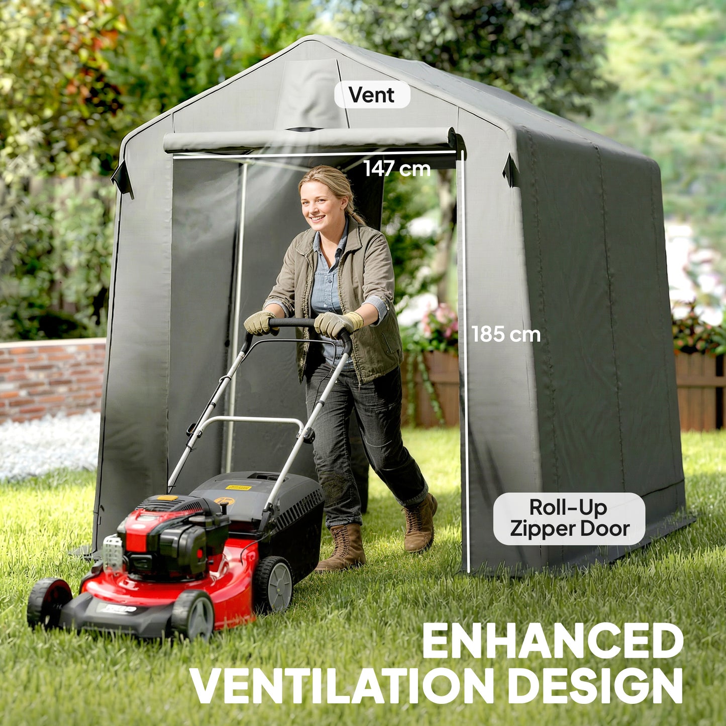 7.5' x 6.2' Portable Bike Tent with Roll-Up Zipper Door