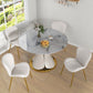 Dining Chairs Set of 4, Modern Accent Chair with Cushioned Backrest, Upholstery for Living Room, Cream White
