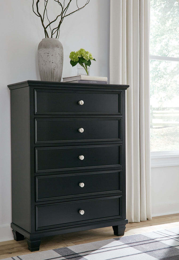 Lanolee - Black - Five Drawer Chest - Forward Furniture