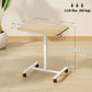 Height Adjustable Standing Desk, Pneumatic Sit Stand Desk with Wheels and Headphone Hook, Natural Wood Grain