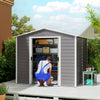 8' x 7' Outdoor Storage Shed, Easy to Assemble, Upgraded Galvanized Metal Garden Shed with Lockable Doors, Floor Frame and Gloves for Backyard, Lawn, Patio, Light Grey