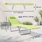 Outdoor Lounge Chair, Portable Adjustable Reclining Seat Folding Chaise Lounge Patio Camping Beach Tanning Chair Bed with Pillow, Light Green