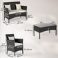 4-Piece Rattan Outdoor Furniture Set Patio Furniture Set with Coffee Table 22.8" W x 21.7" D x 33.5" H Black & Cream