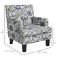 Upholstered Armchair, Mid-Century Accent Chair with Floral Pattern, Nailhead Trim for Living Room, Bedroom, Multicolour