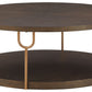 Brazburn - Dark Brown / Gold Finish - Round Cocktail Table