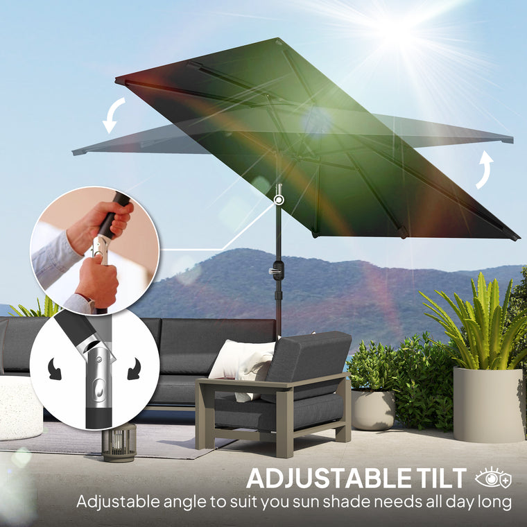 6.6' x 9.6' Dark Grey Aluminum Rectangle Patio Umbrella
