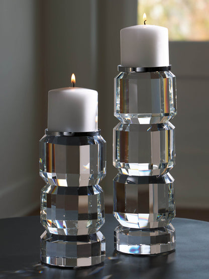 Brentley - Clear / Silver Finish - Candle Holder Set (Set of 2) - Forward Furniture