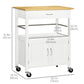 Kitchen Cart with Storage Drawer and Side Hooks - White