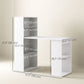 47" Computer Desk with Bookshelf - White