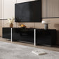 Modern TV Cabinet with High Gloss Finish and LED Light Strip, Ample Storage Space, Easy Assembly, 67" L x 11.5" W x 11.5" H, Black