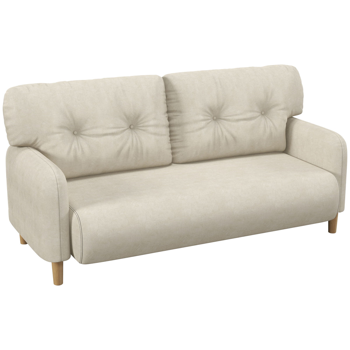58" 2 Seat Sofa, Modern Love Seats Furniture, Upholstered 2 Seater Couch, Solid Wood Frame, Beige