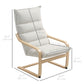 Birch Wood Fabric Modern Armchair, Accent Chair with Curved Leg and Arm for Living Room, Cream White