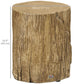Concrete Finish Side Table, Lightweight Accent Table, 17" Patio Tree Stump End Table with 4 Adjustable Feet for Indoor, Outdoor, Natural Brown
