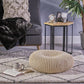Everett Knitted Cotton Donut Pouf Crafted from 100% Cotton, Seating with Versatile Footrest or Extra Seat, 24.5" L x 24.5" W x 11" H, Beige
