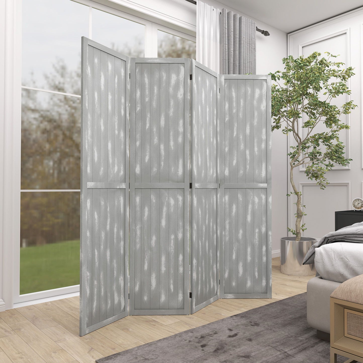 Screen Divider Room Divider Screen with Foldable Design for Indoor Bedroom Office 5.5' Grey