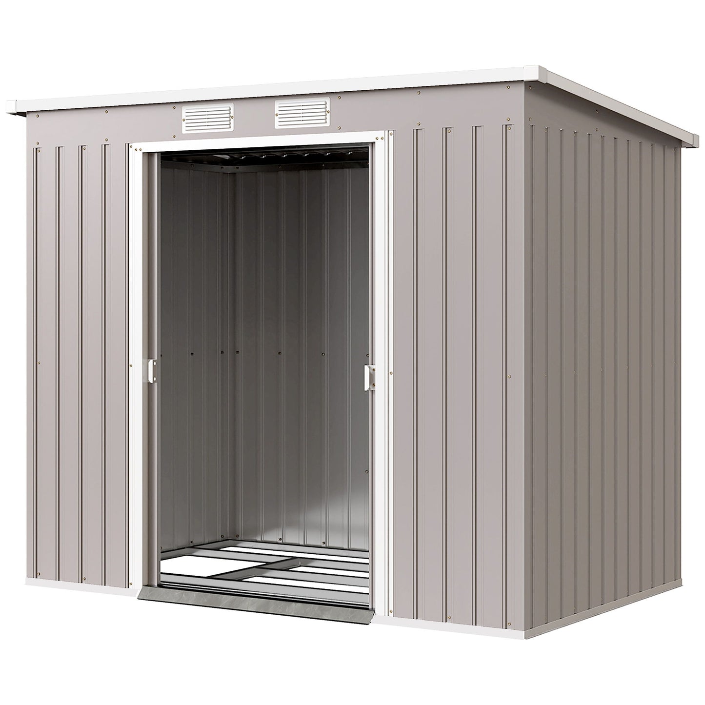 7' x 4' Galvanised Steel Garden Shed, with Foundation Kit - Grey