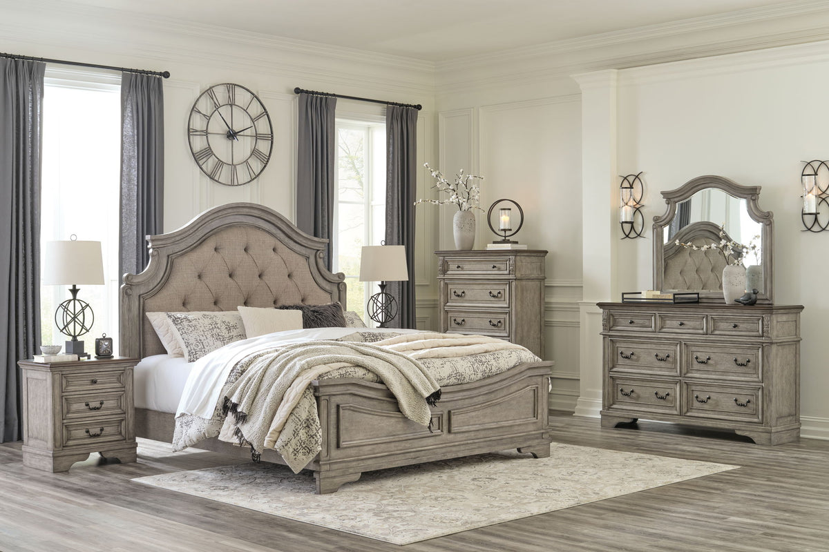 Lodenbay - 5 Pc. - Dresser, Mirror, King Panel Bed - Antique Gray