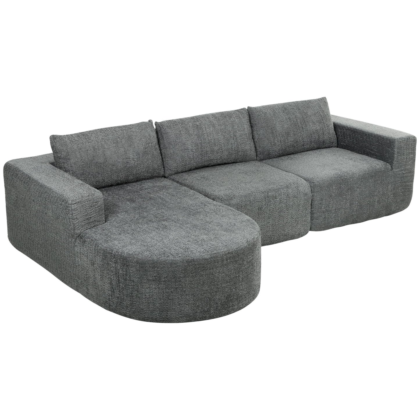 L Shaped Cloud Boneless Couch, Modular Sectional Sofa with Chaise and Deep Seat for Living Room, Bedroom, Dark Grey