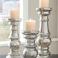 Rosario - Candle Holder Set (Set of 3) - Silver Finish
