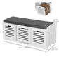Upholstered Shoe Cabinet Storage Bench with Padded Cushion, with 3 drawer Enough Storage Space Bench Stool for Living Room Entryway Furniture, White