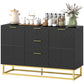 Sideboard Buffet Cabinet with 3 Drawers - Black