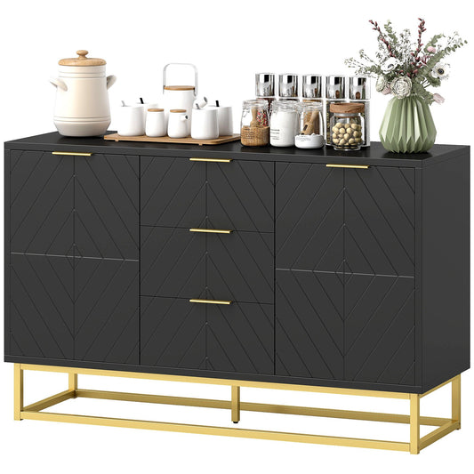 Sideboard Buffet Cabinet with 3 Drawers - Black