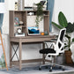 Computer Desk with Hutch, Home Office Table with Storage Shelves and Open Compartments for Writing, Work, Brown