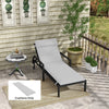 Patio Chaise Lounge Chair Cushion Replacement Sun Lounger Pads with Headrest and Ties, Light Grey