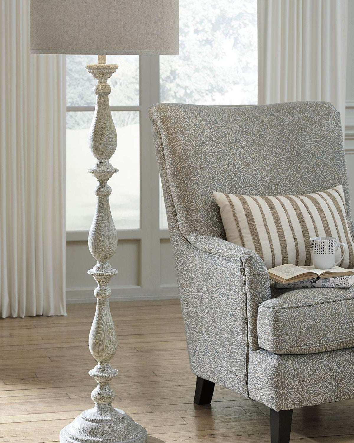 Bernadate - Whitewash - Poly Floor Lamp - Forward Furniture