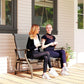 Garden Double Gliding Chair, Patio Glider Armchair for Outdoor, Backyard Mesh Seat and Backrest, Steel Frame, Light Grey
