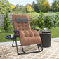 Padded Folding Recliner Chair, Patio Lounger with Cupholder, Adjustable Backrest, Removable Cushion, Navy Blue