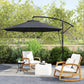 9.5' Cantilever Umbrella with Wind Protection Strap and Cover, Hanging Umbrella with Crank and Cross Base, UPF 50+, Grey