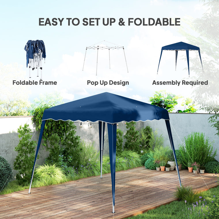 8' x 8' Blue Foldable Pop-Up Canopy Tent with Carrying Bag