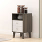 Nightstand Set of 2, Modern Bedside Table, Night Stand for Living Room with 2 Drawers and Open Storage, Grey