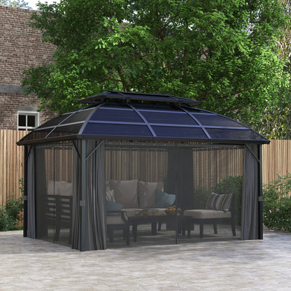 13' x 10' Black Double Roof Gazebo with Aluminum Frame