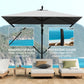 Patio Offset Umbrella UPF 50+ UV Protection, Crank Parasol with Base, Cover & Wind Securing, Khaki