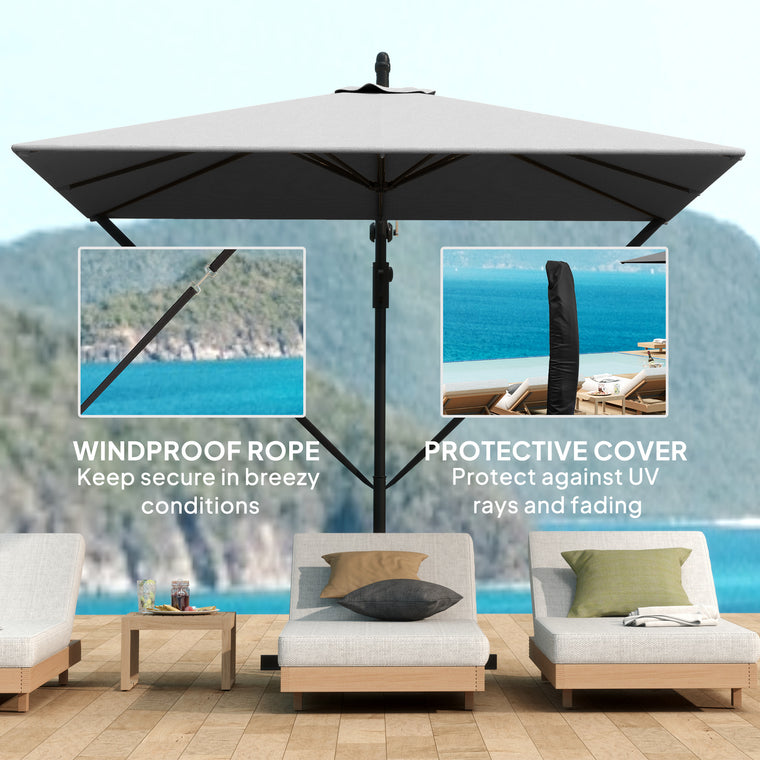 Khaki Offset Umbrella UPF50+ with Crank Base